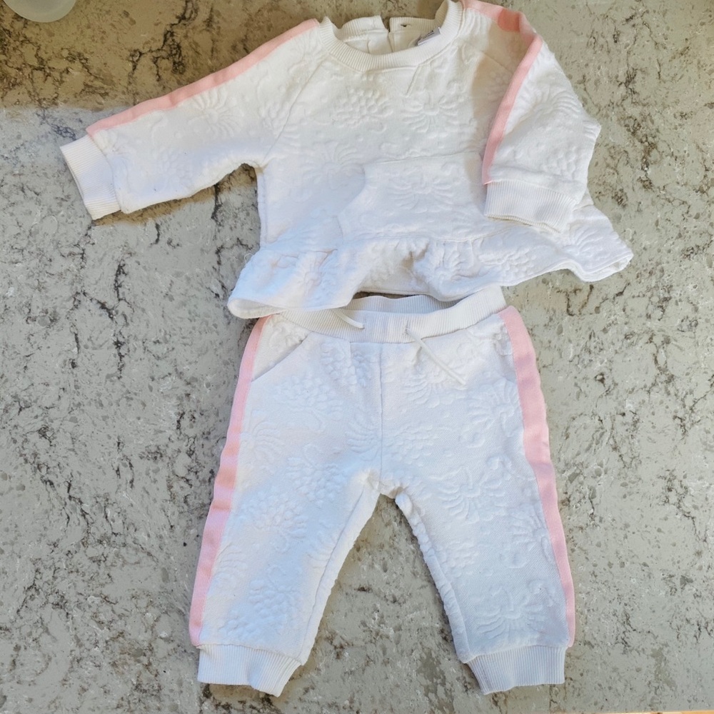 Gently used, Janie and Jack floral jacquard set
